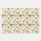 RetroMod Patterns Mustard Yellow Pink Grey Taupe  Geschenkpapier Set (Vorderseite)