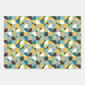 RetroMod Patterns Teal Blue Brown Mustard Yellow Geschenkpapier Set (Vorderseite 2)