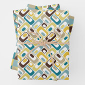 RetroMod Patterns Teal Blue Brown Mustard Yellow Geschenkpapier Set (Beispiel)