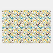 RetroMod Patterns Teal Blue Brown Mustard Yellow Geschenkpapier Set (Vorderseite)