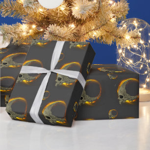 Retromond Toter Brennschädel im Feuer Geschenkpapier