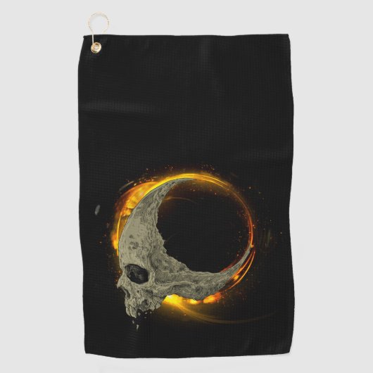 Retromond Toter Brennschädel im Feuer Golfhandtuch (Vorderseite)