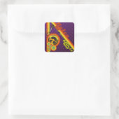 Retromusik Funky Vektor Art Quadratischer Aufkleber (Tasche)