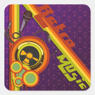 Retromusik Funky Vektor Art Quadratischer Aufkleber