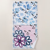 Retromusik und Blumen Strandtuch (Vorderseite)