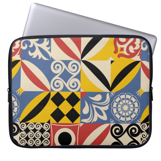 Retromuster aus hellen, einfachen geometrischen Fo Laptopschutzhülle (Vorderseite)