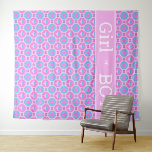 Retromuster in Rosa und Blau - Mädchen oder Junge Wandteppich (Beispiel (Horizontal))