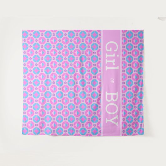 Retromuster in Rosa und Blau - Mädchen oder Junge Wandteppich (Vorderseite (Horizontal))