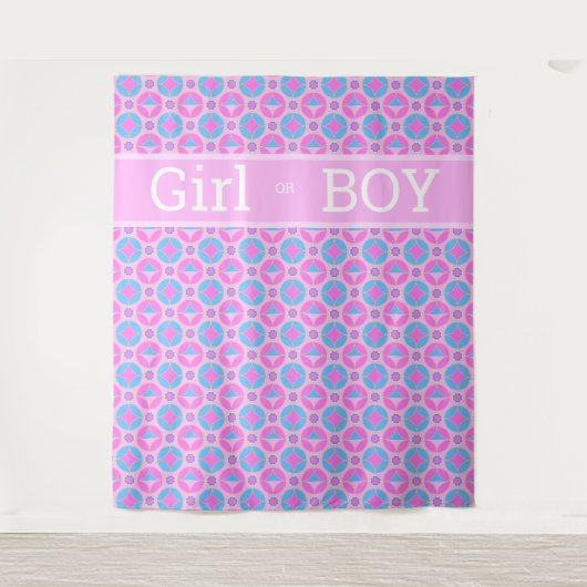 Retromuster in Rosa und Blau - Mädchen oder Junge Wandteppich (Vorderseite)