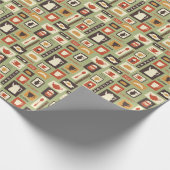 Retromuster mit Geschirr zum Frühstück Geschenkpapier (Ecke)