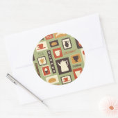 Retromuster mit Geschirr zum Frühstück Runder Aufkleber (Umschlag)