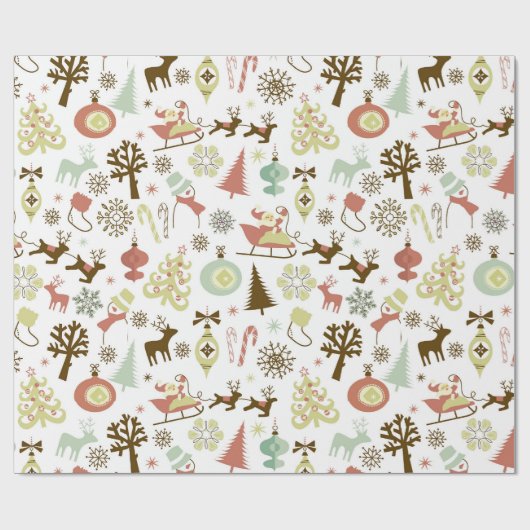 Retromuster Weihnachten Feierliches Party Geschenkpapier (Flach)