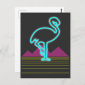 Retroneon-Flamingo-Vogel aus den 80er Jahren Postkarte (Vorne/Hinten)