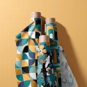 Retroovale aquamariner Senf Stoff