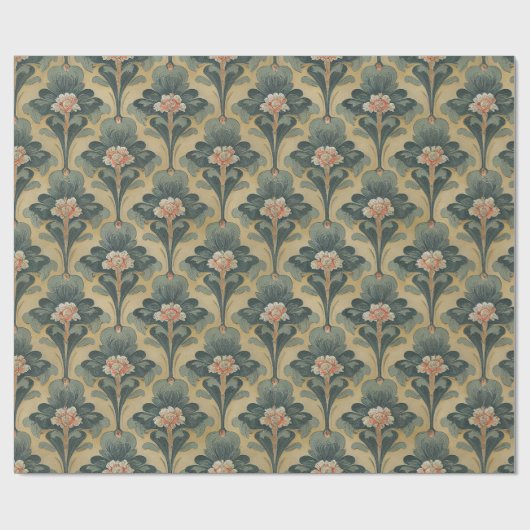 Retropezie Blumendesign Geschenkpapier (Flach)