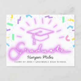 Retropiner, rosa Neon-Abschluss der 1980er Jahre Postkarte