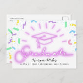 Retropiner, rosa Neon-Abschluss der 1980er Jahre Postkarte (Vorne/Hinten)