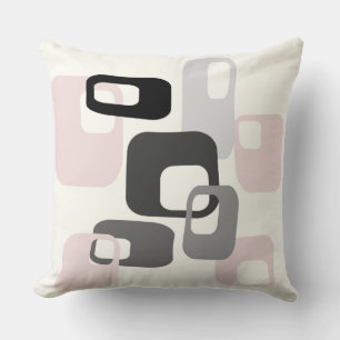 Retropinke und graue Geometrie Kissen
