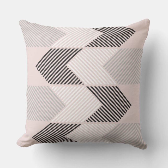 Retropinke und graue Geometrie Kissen (Vorderseite)