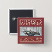 Retropolis Rocket bearbeitet quadratischen Knopf Button (Vorne & Hinten)