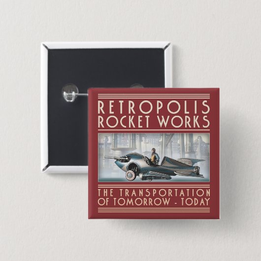 Retropolis Rocket bearbeitet quadratischen Knopf Button (Vorne & Hinten)