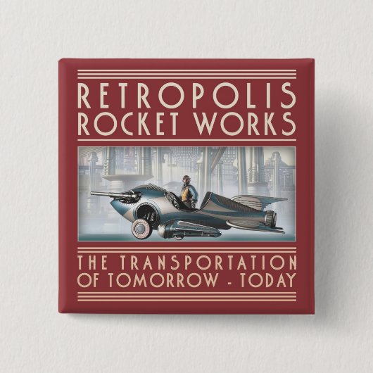 Retropolis Rocket bearbeitet quadratischen Knopf Button (Vorderseite)
