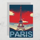 Retroposter Vintag France Paris Effiel Tower Einladung (Vorne/Hinten)