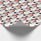 Retropuppe mit Gänseblümchen Geschenkpapier (Ecke)