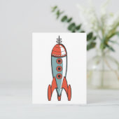 Retrorakete Postkarte (Stehend Vorderseite)