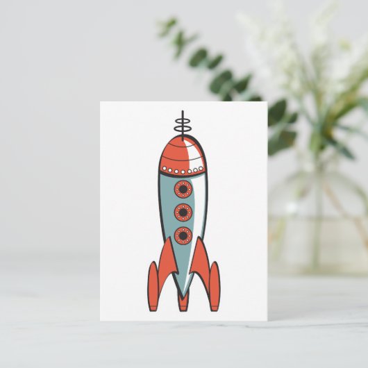 Retrorakete Postkarte (Stehend Vorderseite)