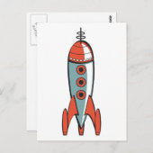 Retrorakete Postkarte (Vorne/Hinten)