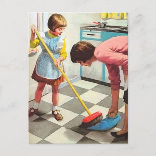 Retroreinigung der Vintagen Mama Postkarte (Vorderseite)