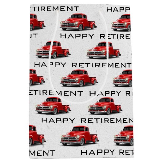 Retroreto Red Truck Medium Geschenktasche Mittlere Geschenktüte (Vorderseite)