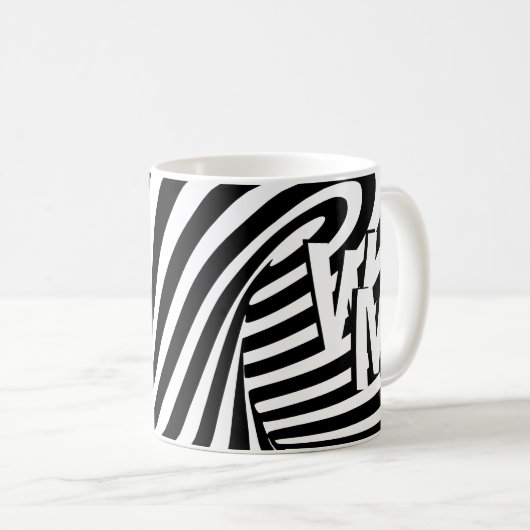RetroRetro Schwarz-weißes Abstraktes Zebra-Muster Kaffeetasse (VorderseiteRechts)