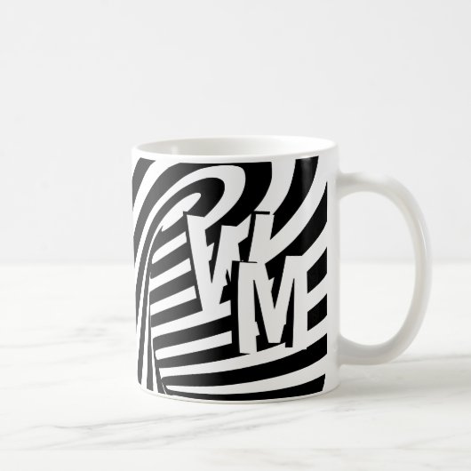 RetroRetro Schwarz-weißes Abstraktes Zebra-Muster  Kaffeetasse (Rechts)