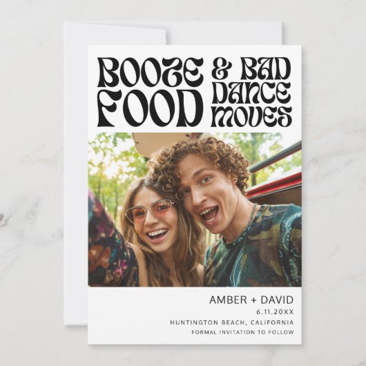 Retro's Funny 70's Groovy Foto Wedding Save The Date (Vorderseite)