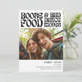 Retro's Funny 70's Groovy Foto Wedding Save The Date (Stehend Vorderseite)