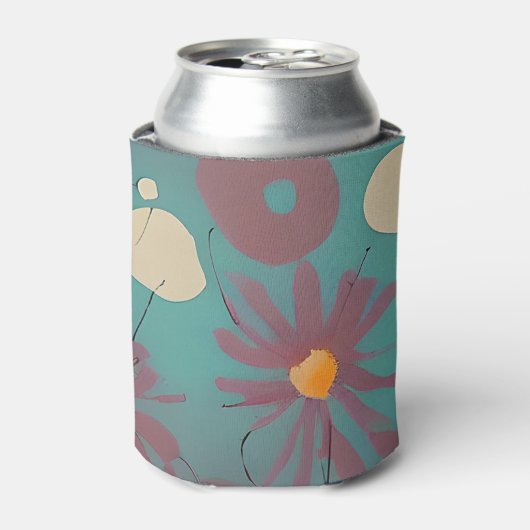 Retrosa und weiße Blume Dosenkühler (Kanne Vorderseite)