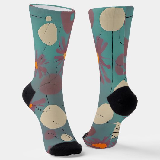 Retrosa und weiße Blume Socken (Gewinkelt)