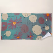 Retrosa und weiße Blume Strandtuch (Vorderseite)