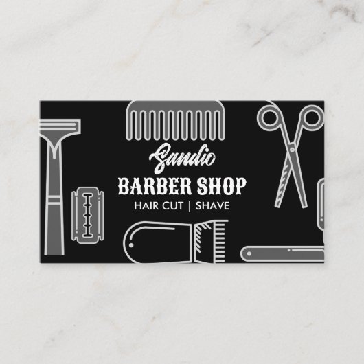 Retroschere Kammersalon Friseursalon Visitenkarte (Vorderseite)