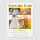 Retroskript 3-Foto-Collage speichern den Datums-Ma Magnetkarte (Vorderseite)