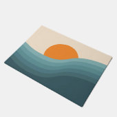 Retrostil abstrakte Sonnenuntergangslandschaft Fußmatte (Schrägansicht)