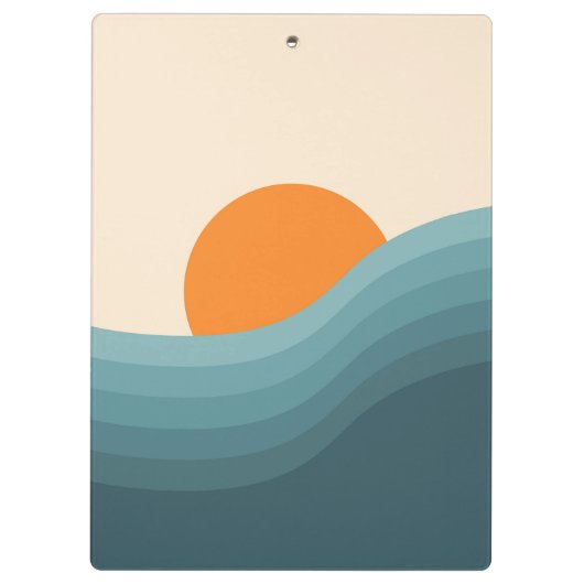 Retrostil abstrakte Sonnenuntergangslandschaft Klemmbrett (Rückseite)