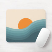 Retrostil abstrakte Sonnenuntergangslandschaft Mousepad (Mit Mouse)
