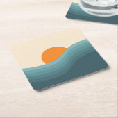 Retrostil abstrakte Sonnenuntergangslandschaft Rechteckiger Pappuntersetzer (angewinkelt)