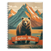 Retrostil Bären Cartoon und Gebirge Notizblock (Vorderseite)