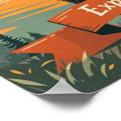 Retrostil Bären Cartoon und Gebirge Poster (Ecke)