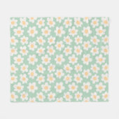 Retrostil blüht auf grünem Hintergrund Fleecedecke (Vorderseite (Horizontal))