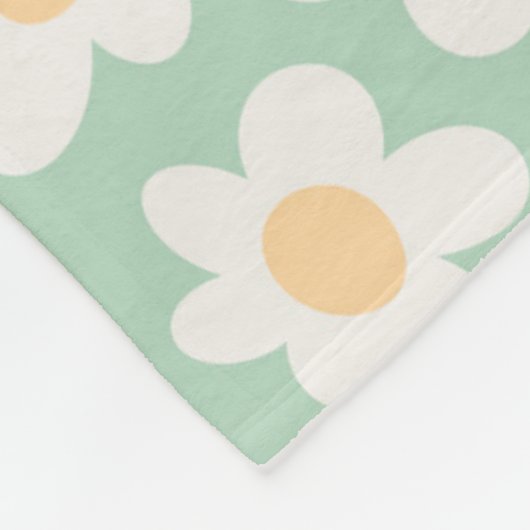 Retrostil blüht auf grünem Hintergrund Fleecedecke (Ecke)